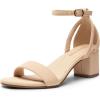 image:imageDREAM PAIRS Womens Chunky Low Heels Open Round Toe Ankle Strap Block Heels Party Dress Wedding SandalsNude