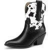 image:imageDREAM PAIRS Womens Cowboy Ankle Boots Western Booties Low Heel Pointed Toe Cowgirl BootsBlackCow