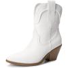 image:imageDREAM PAIRS Womens Cowboy Ankle Boots Western Booties Low Heel Pointed Toe Cowgirl BootsWhite