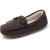 image:imageDREAM PAIRS Womens House Slippers Indoor Outdoor Moccasin Fuzzy Fluffy Furry Loafers Suede Leather Warm ShoesBrown