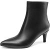 image:imageDREAM PAIRS Womens Kitten Heel Ankle Boots Pointed Toe Side Zipper Fall Leather Ankle Booties for Office WorkBlackpu