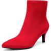 image:imageDREAM PAIRS Womens Kitten Heel Ankle Boots Pointed Toe Side Zipper Fall Leather Ankle Booties for Office WorkRed