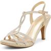 image:imageDREAM PAIRS Womens Kitten Heels Open Toe Stilettos Rhinestone Heels for Dressy WeddingGold