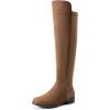 image:imageDREAM PAIRS Womens KneeHigh Boots Comfortable Flat Low Heel Round Toe Stretchy Suede Slouch Boots with Side ZipperBrownsuede