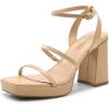 image:imageDREAM PAIRS Womens Platform Strappy Heels Open Toe Ankle Strap Square Party Sandals Y2K Dress ShoesNude