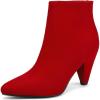 image:imageDREAM PAIRS Womens Pointed Toe Ankle Boots High Heel Booties Fashion Zipper Dress BootsRedSuede