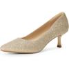 image:imageDREAM PAIRS Womens Pumps Closed Toe Pointed Toe Kitten Heels for Women Party Dance Wedding Dress Shoes for WomenGold