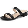 image:imageDREAM PAIRS Womens Slides Heels Slip On Low Block Sandals Two Strap Open Round Toe Chunky Casual Summer Mules ShoesBlack
