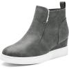 image:imageDREAM PAIRS Womens Slip on High Top Wedge Sneakers Hidden Heel Platform Wedgie Ankle BootiesGreyPu