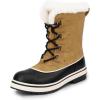 image:imageDREAM PAIRS Womens Snow Winter Boots Mid Calf Waterproof Warm Faux Fur Lined Lace Up Antislip Outdoor Duck BootsChestnutBlack
