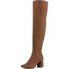 image:imageDREAM PAIRS Womens Thigh High Over the Knee Fashion Chunky Heel Long BootsBrownSuede