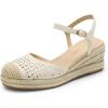 image:imageDREAM PAIRS Womens Wedge Sandals Closed Toe Espadrilles Platform Wedge Heels with Adjustable Ankle Straps and Comfortable Cushion InsolesBeige