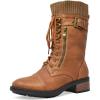 image:imageDREAM PAIRS Womens Winter Lace up Mid Calf Combat Riding Military BootsCamela