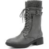image:imageDREAM PAIRS Womens Winter Lace up Mid Calf Combat Riding Military BootsGrey