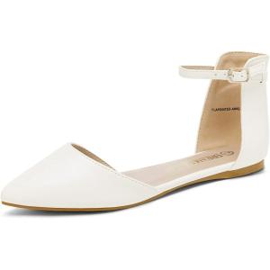 image:imageDREAM PAIRS Flapointed Womens Casual DOrsay Pointed Plain Ballet Comfort Soft Slip On Flats ShoesAll White