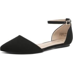 image:imageDREAM PAIRS Flapointed Womens Casual DOrsay Pointed Plain Ballet Comfort Soft Slip On Flats ShoesBlackNubuck
