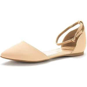 image:imageDREAM PAIRS Flapointed Womens Casual DOrsay Pointed Plain Ballet Comfort Soft Slip On Flats ShoesNudeNubuck