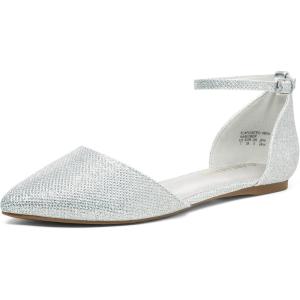 image:imageDREAM PAIRS Flapointed Womens Casual DOrsay Pointed Plain Ballet Comfort Soft Slip On Flats ShoesSilverGlitter