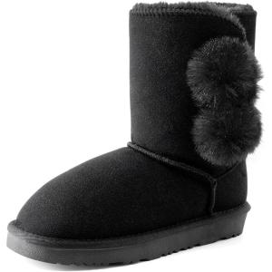 image:imageDREAM PAIRS Girls Boots Kids Boys Winter Snow Mid Calf Boots Faux Fur Lined FuzzyChic Kids Lolly for Little KidBig KidAll Black
