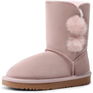 image:imageDREAM PAIRS Girls Boots Kids Boys Winter Snow Mid Calf Boots Faux Fur Lined FuzzyChic Kids Lolly for Little KidBig KidPink