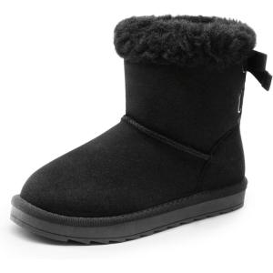 image:imageDREAM PAIRS Girls Boots Kids Winter Faux Fur Warm Snow Ankle FuzzyChic Kids Bow Boots for ToddlerLittle KidBlack