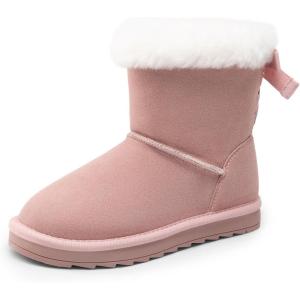 image:imageDREAM PAIRS Girls Boots Kids Winter Faux Fur Warm Snow Ankle FuzzyChic Kids Bow Boots for ToddlerLittle KidPink
