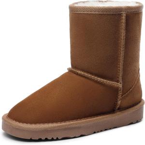 image:imageDREAM PAIRS Girls Boys Boots Kids Faux Fur Lined Winter Snow FuzzyClassic Kids Mid BootChesnut