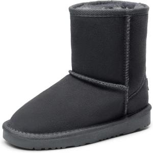 image:imageDREAM PAIRS Girls Boys Boots Kids Faux Fur Lined Winter Snow FuzzyClassic Kids Mid BootGrey