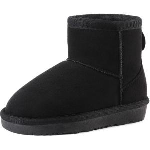 image:imageDREAM PAIRS Girls Boys Boots Kids Winter Ankle Faux Fur Lined Snow Shoes FuzzyClassic Kids Low Boot for ToddlerLittle KidBig KidBlack