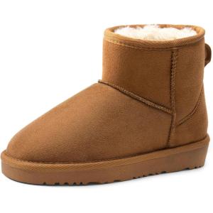 image:imageDREAM PAIRS Girls Boys Boots Kids Winter Ankle Faux Fur Lined Snow Shoes FuzzyClassic Kids Low Boot for ToddlerLittle KidBig KidCamel