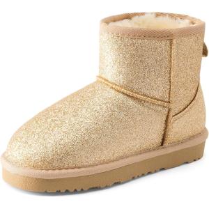 image:imageDREAM PAIRS Girls Boys Boots Kids Winter Ankle Faux Fur Lined Snow Shoes FuzzyClassic Kids Low Boot for ToddlerLittle KidBig KidGold