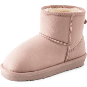 image:imageDREAM PAIRS Girls Boys Boots Kids Winter Ankle Faux Fur Lined Snow Shoes FuzzyClassic Kids Low Boot for ToddlerLittle KidBig KidPink