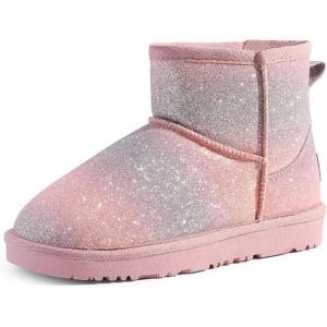 image:imageDREAM PAIRS Girls Boys Boots Kids Winter Ankle Faux Fur Lined Snow Shoes FuzzyClassic Kids Low Boot for ToddlerLittle KidBig KidPinkCamouflage