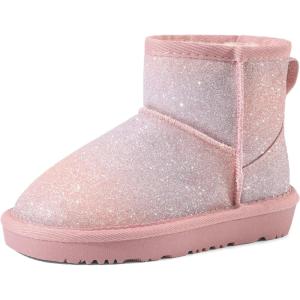 image:imageDREAM PAIRS Girls Boys Boots Kids Winter Ankle Faux Fur Lined Snow Shoes FuzzyClassic Kids Low Boot for ToddlerLittle KidBig KidPinkRainbow
