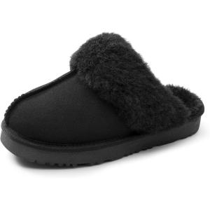 image:imageDREAM PAIRS Kids Slippers Girls Boys House Fuzzy Indoor Outdoor Warm Slip on Slipper for Little Kid Big KidBlack
