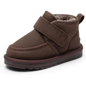 image:imageDREAM PAIRS Toddler Boots Boys Kids Girls Winter Warm Faux Fur Walking Ankle Boots FuzzyGo Kids Cozy Tap ShoesBrown