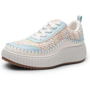 image:imageDREAM PAIRS Women Chunky City Tweed Comfortable Casual Platform Fashion SneakerBlueRainbowknit