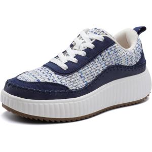image:imageDREAM PAIRS Women Chunky City Tweed Comfortable Casual Platform Fashion SneakerNavy