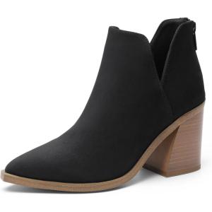 image:imageDREAM PAIRS Womens Ankle Boots Chunky Heel Pointed Toe Short Booties ShoesBlacknubuck
