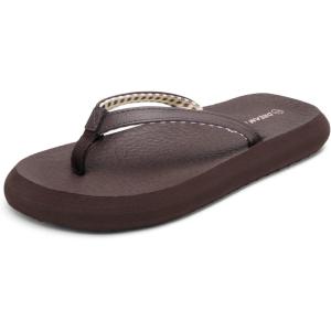image:imageDREAM PAIRS Womens Arch Support Flip Flops Comfortable Soft Cushion Thong Sandals for Summer Beach Daily Casual WearBrown