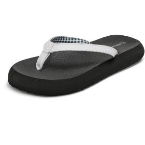 image:imageDREAM PAIRS Womens Arch Support Flip Flops Comfortable Soft Cushion Thong Sandals for Summer Beach Daily Casual WearWhiteBlack