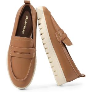 image:imageDREAM PAIRS Womens Arch Support Slip On LoafersBrownpu