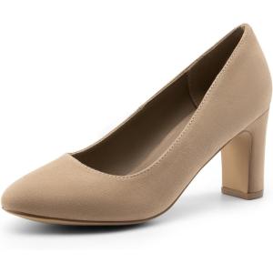 image:imageDREAM PAIRS Womens Block Heel Rounded Toe PumpsKhaki