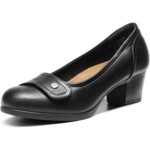 image:imageDREAM PAIRS Womens Chunky Comfortable Closed Toe Low Block Heels Work Round Toe Dress Wedding Adjustable Slip On Pumps ShoesBlack