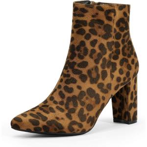 image:imageDREAM PAIRS Womens Chunky Heel Ankle Booties Pointed Toe Short BootsLeopard