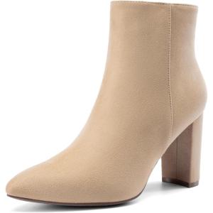 image:imageDREAM PAIRS Womens Chunky Heel Ankle Booties Pointed Toe Short BootsNude