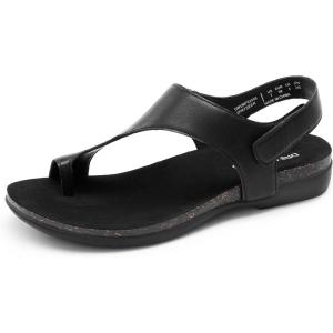 image:imageDREAM PAIRS Womens Comfortable Cork Footbed Arch Support Sandals Casual to Dressy Thong Walking Flat Sandals for SummerAll Black
