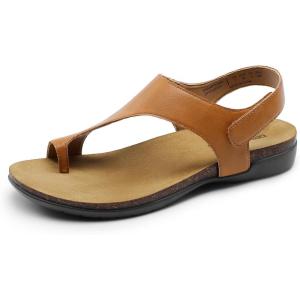 image:imageDREAM PAIRS Womens Comfortable Cork Footbed Arch Support Sandals Casual to Dressy Thong Walking Flat Sandals for SummerTan