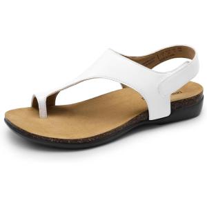 image:imageDREAM PAIRS Womens Comfortable Cork Footbed Arch Support Sandals Casual to Dressy Thong Walking Flat Sandals for SummerWhite