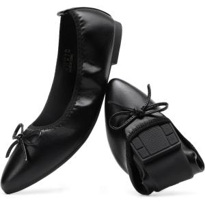 image:imageDREAM PAIRS Womens Foldable Flats Shoes Pointed Toe Ballet Flats Bowknot Comfort Slip on Dress ShoesBlack